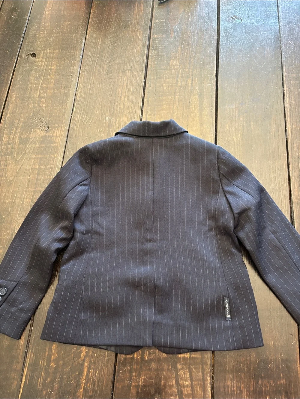 Giorgio Armani Baby Brown Pinstripe Blazer with Gold Emblem